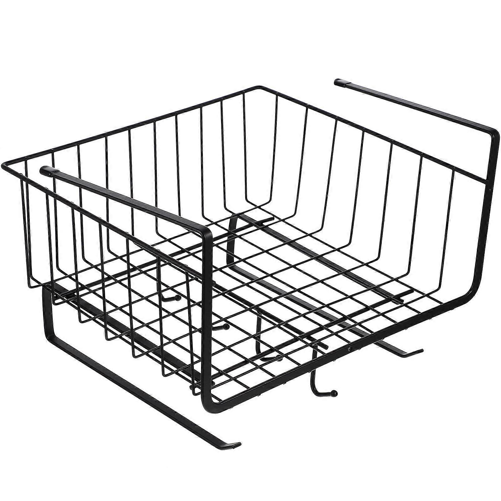 Kitchen Sundries Organizer Under Shelf Storage Rack For Kitchen Use Black Iron Material Space-Saving 1Set