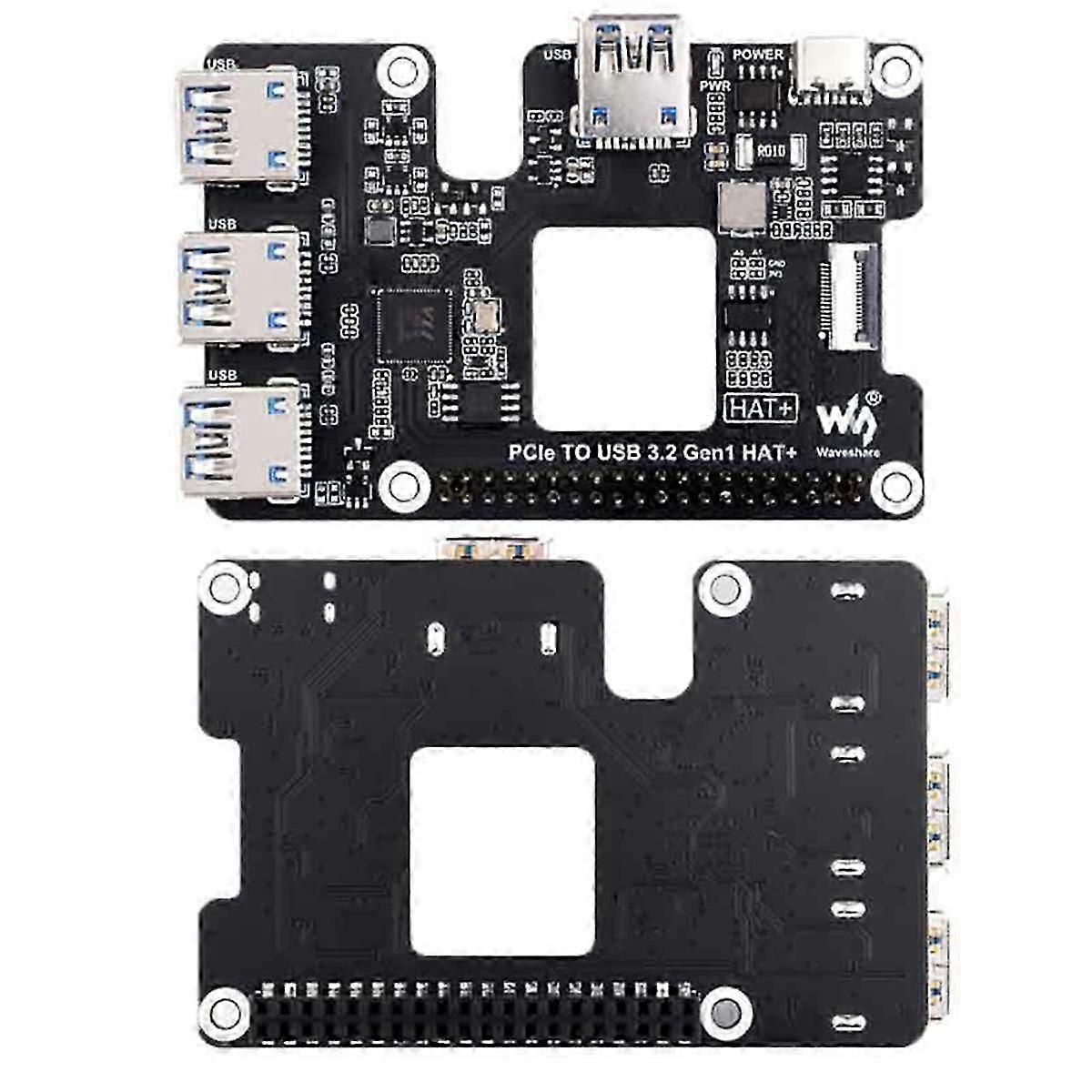 Waveshare PCIe To USB 3.2 Gen1 HAT+Expansion Board suitable for Raspberry Pi 5