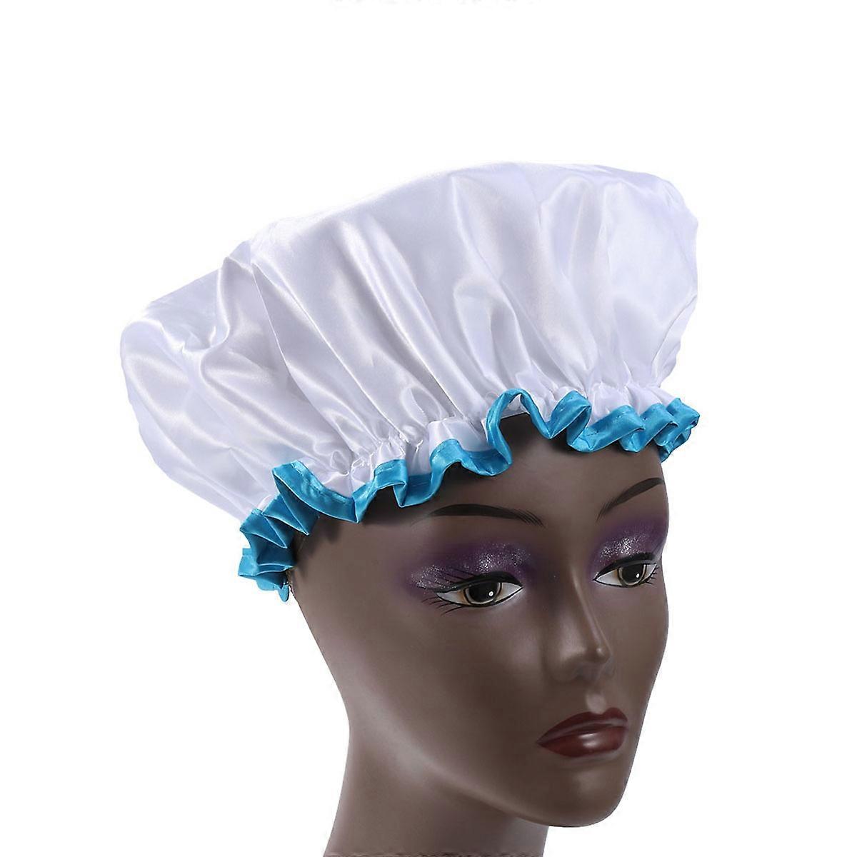 Shampoo Caps Waterproof Washable Double Layer PEVA Satin 1Pack