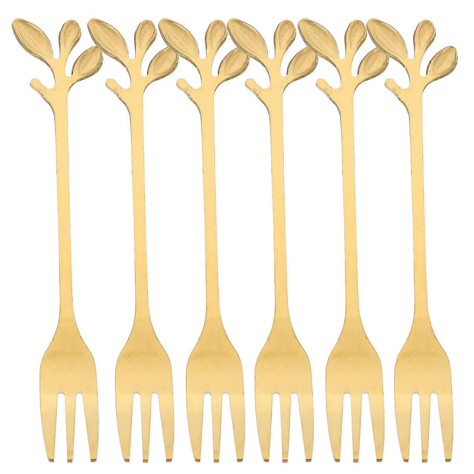 Golden Creative 3-Leaf Shaped Stainless Steel Fork for Kitchen 12Pcs