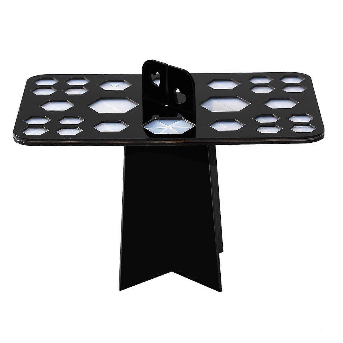 Makeup Brush Rack Organizer for Air Drying Cosmetic Brushes Black