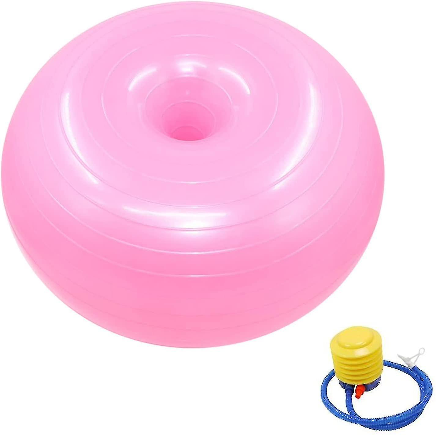 Donut Exercise Stability Ball For Yoga, Exercise Ball 55cm With Pumppink