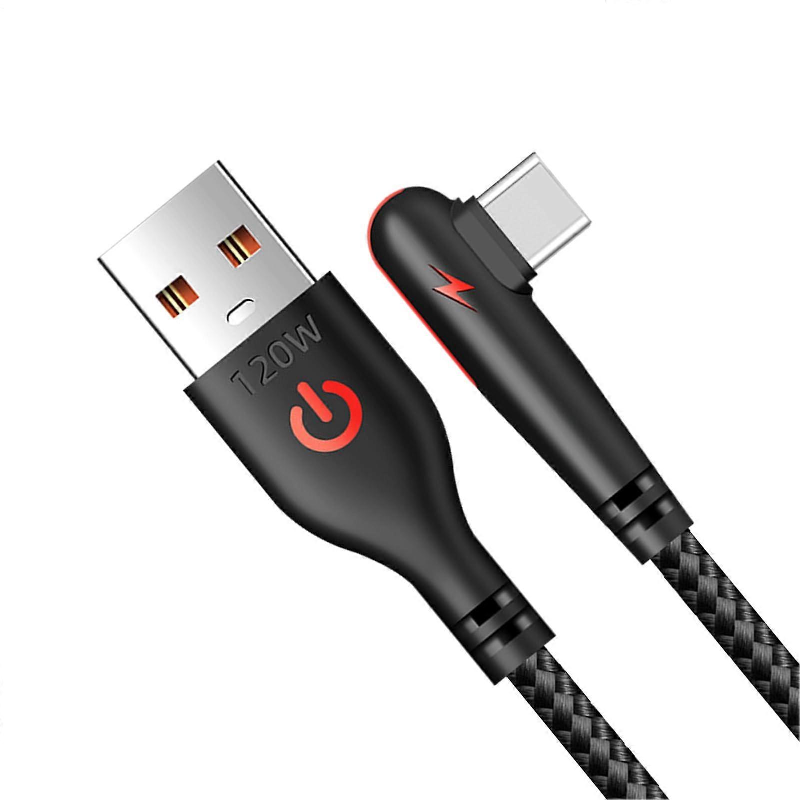 90 Degree Type C braid Charging Cords Fast C 120 W Right Angle USBC PD Braided Cable Durable Connector