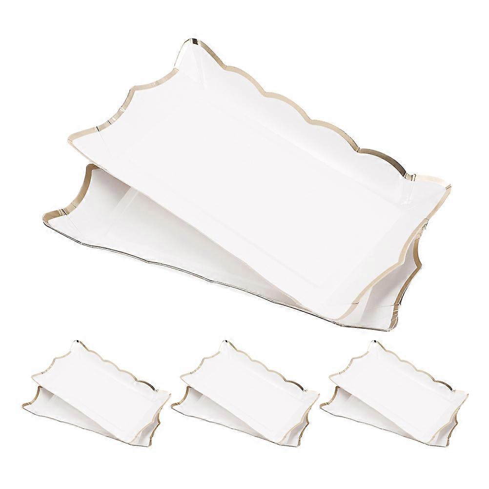 8Pcs White Paper Plates for Party Use on Various Occasions Including Weddings and Birthdays Crafted from Paper Material