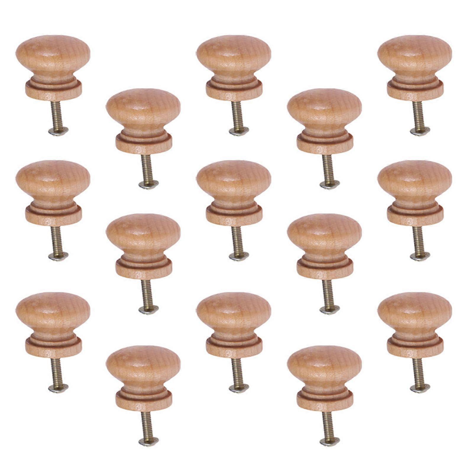 Mushroom Pull Handle Wooden Drawer Knobs for Home Decor 30Pcs