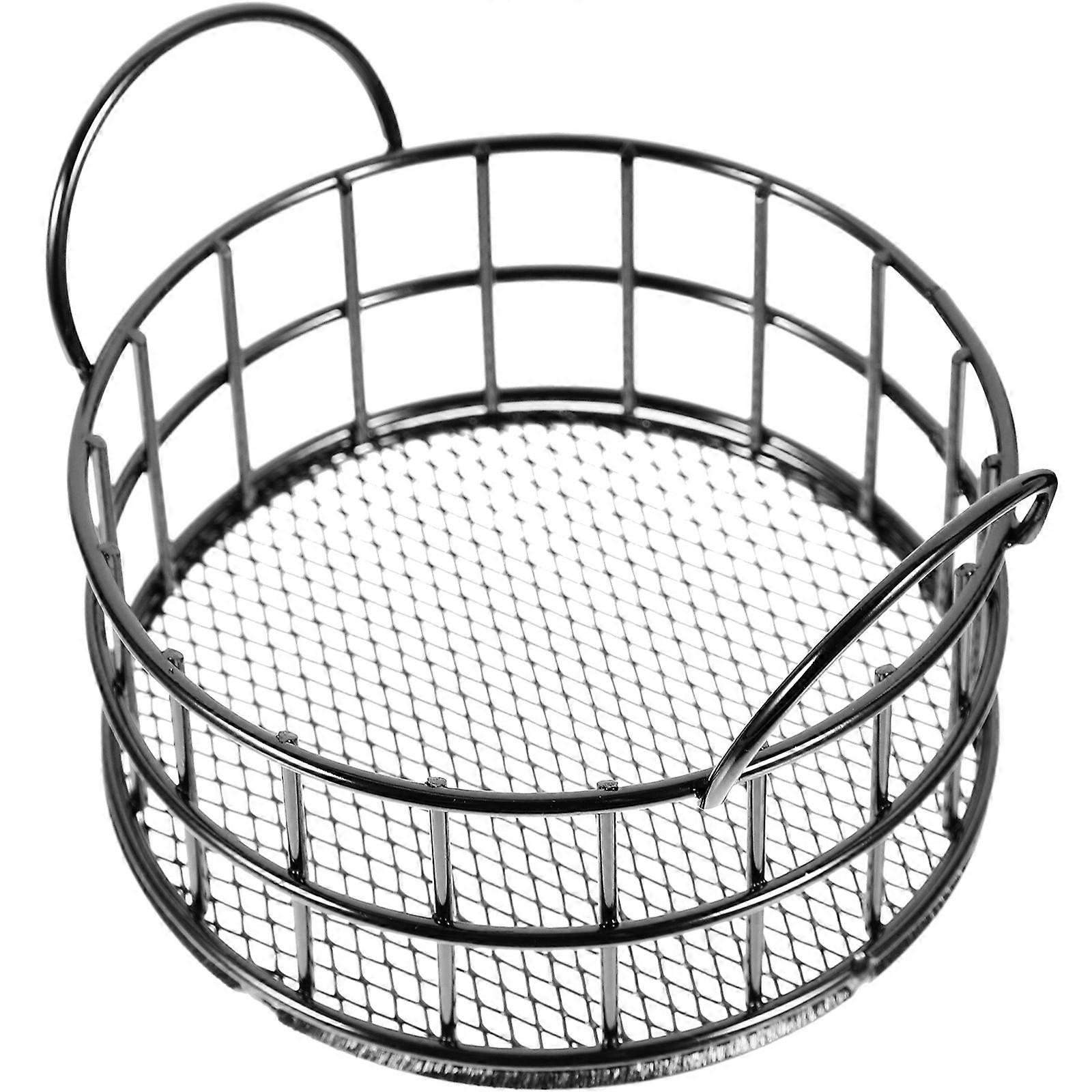 3Pcs Round Storage Basket Multi-Use Organizer for Home Office Daily Use Black Iron Material