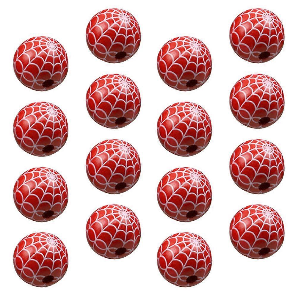 Halloween DIY Round Wooden Beads Red for Crafts 90Pcs Spiderweb Pattern