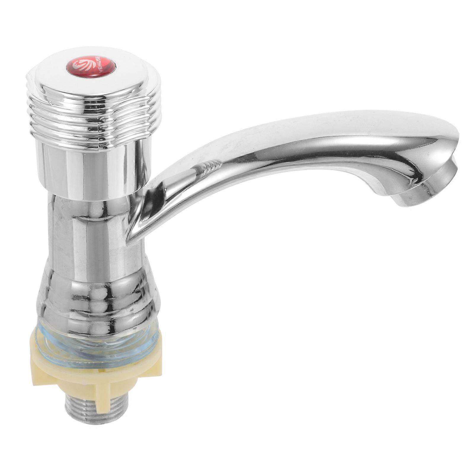 Basin Water Tap Durable Faucet Cold Water Control Modern Style Silver Color 1Pack