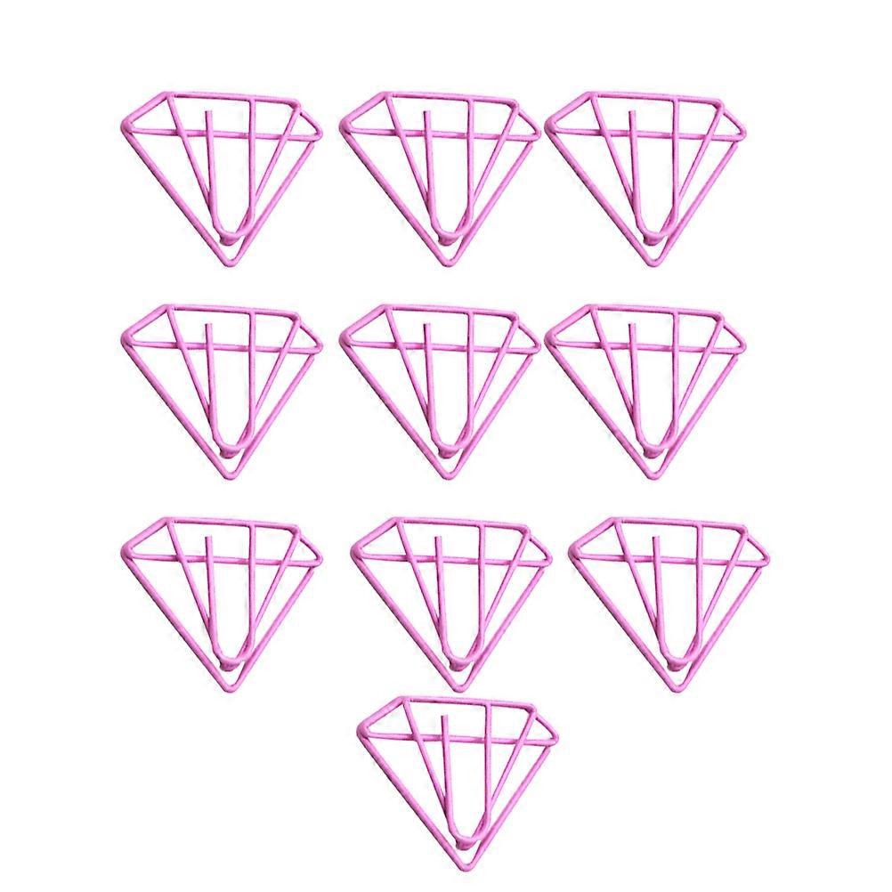 Delicate Diamond Shape Paper Clips for Office Use 30Pcs Pink Creative File Clamps