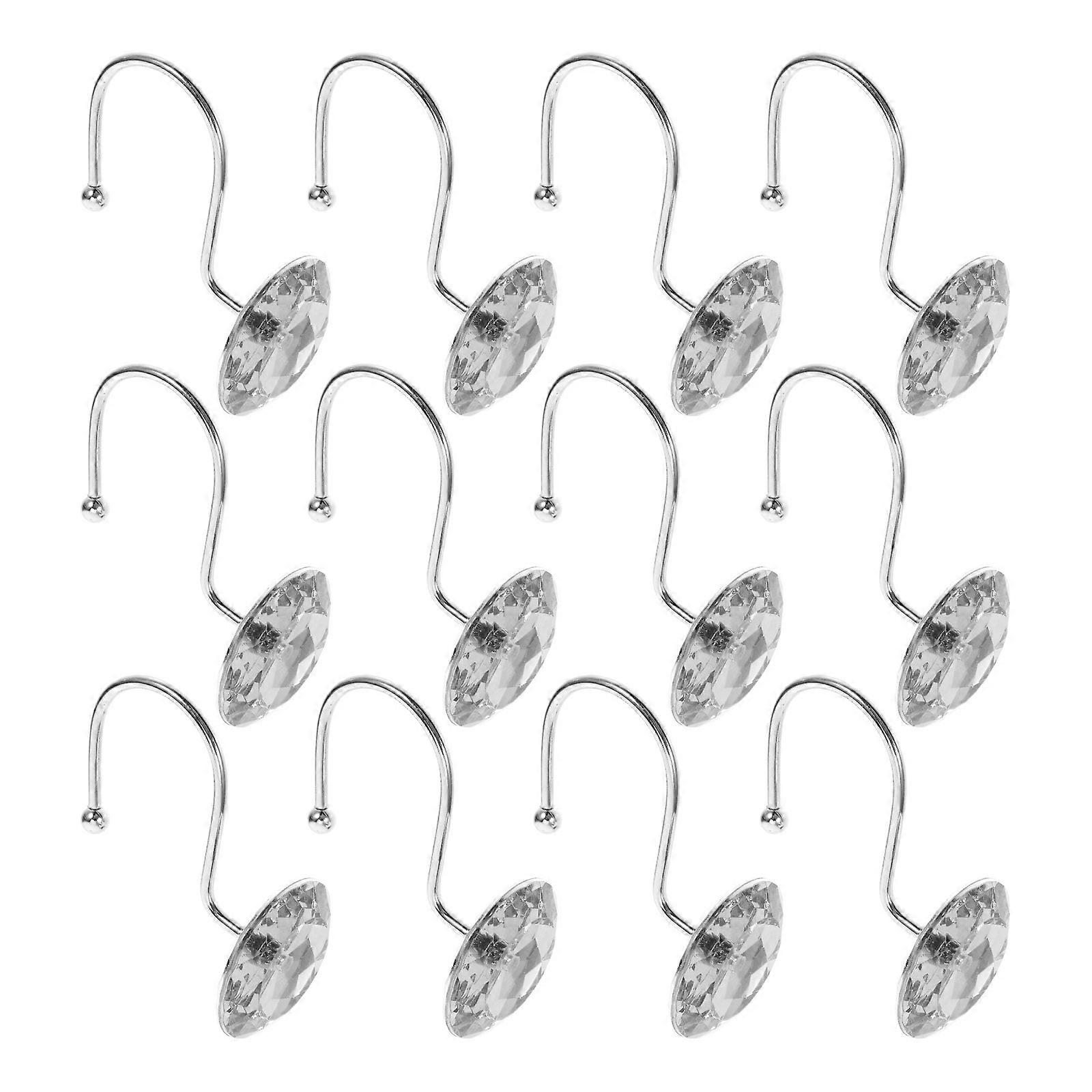Shower Curtain Hook Smooth Acrylic Metal Hooks for 48Pcs Use