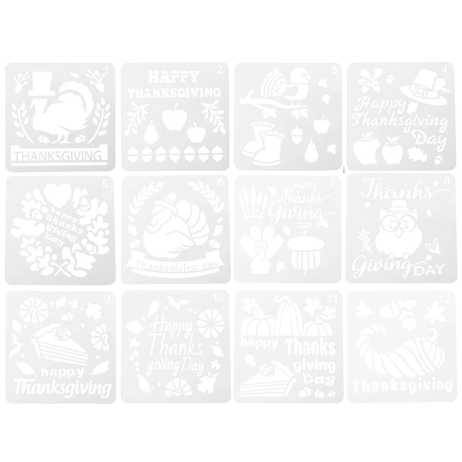DIY Painting Stencil Thanksgiving Hollow Templates for Drawing Use 48Pcs