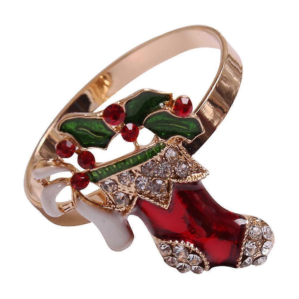 Christmas Boot Napkin Buckle Alloy Material for 6Pcs Dinner Use