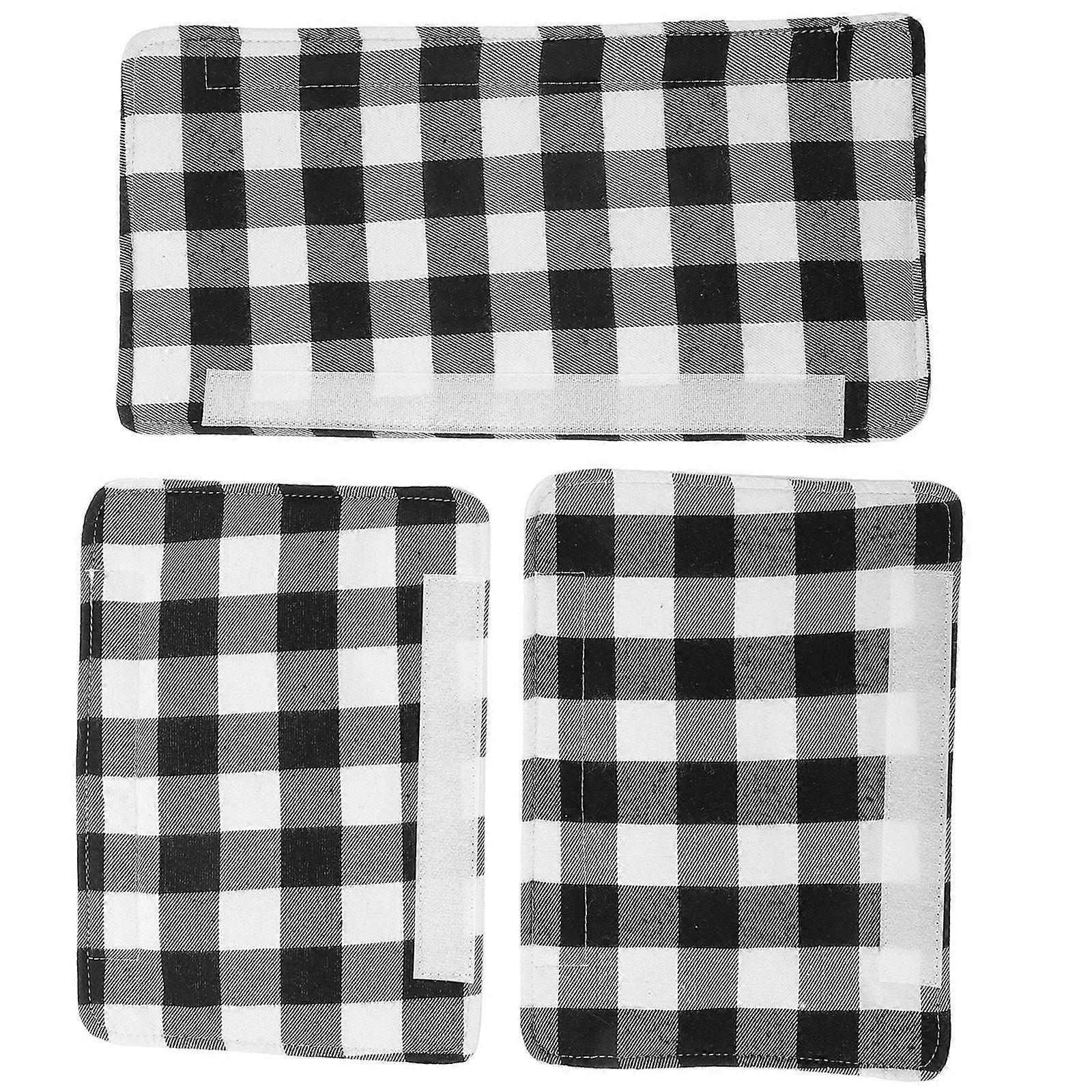 Microwave Handle Cover Black White Checkered Style 15Pcs Set