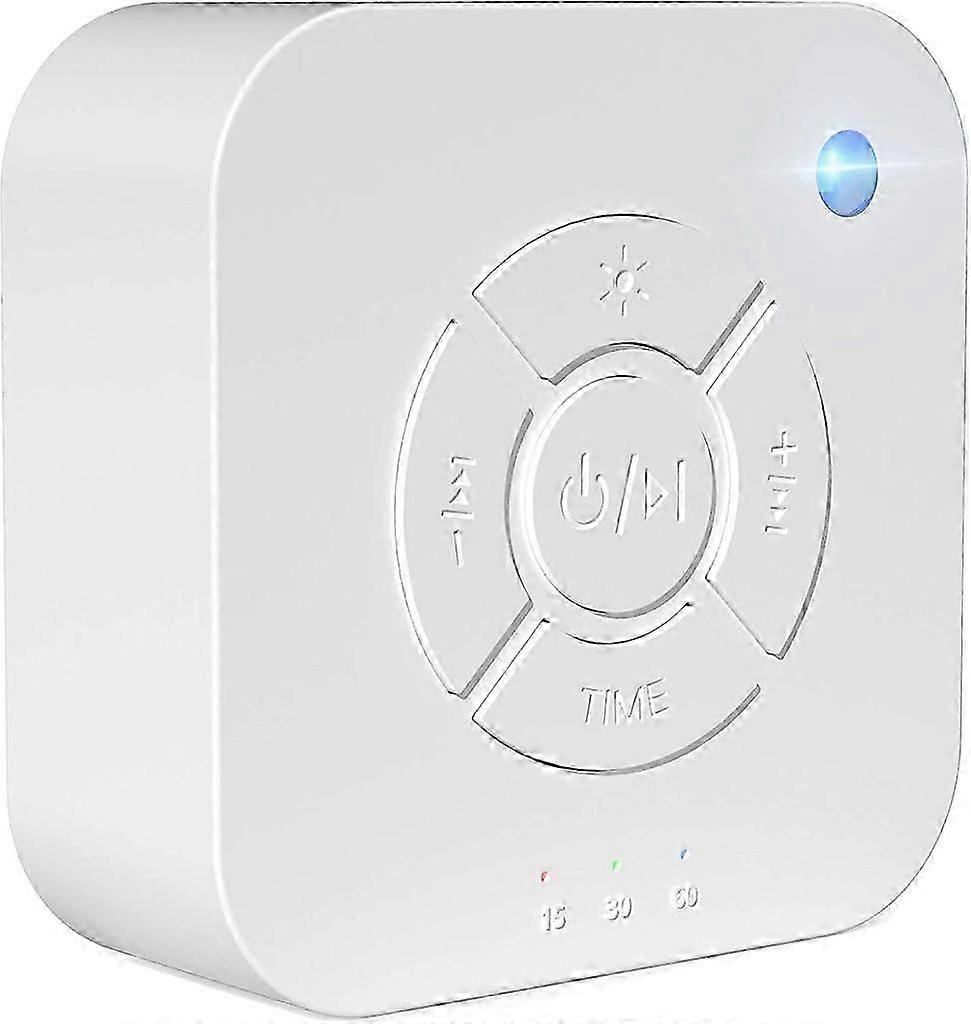 White Noise Machine with 6 Sounds and Night Light, USB Power, Memory Function, and 4 Timers, Small (1 Piece)
