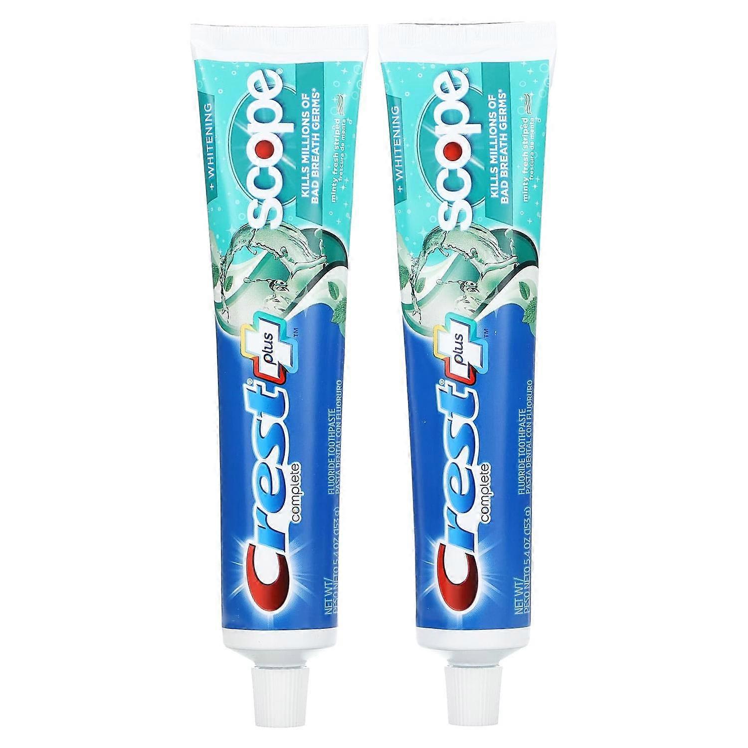 Crest, Complete Plus Scope, Whitening Toothpaste, Minty Fresh Striped, 2 Pack, 5.4 oz (153 g) Each