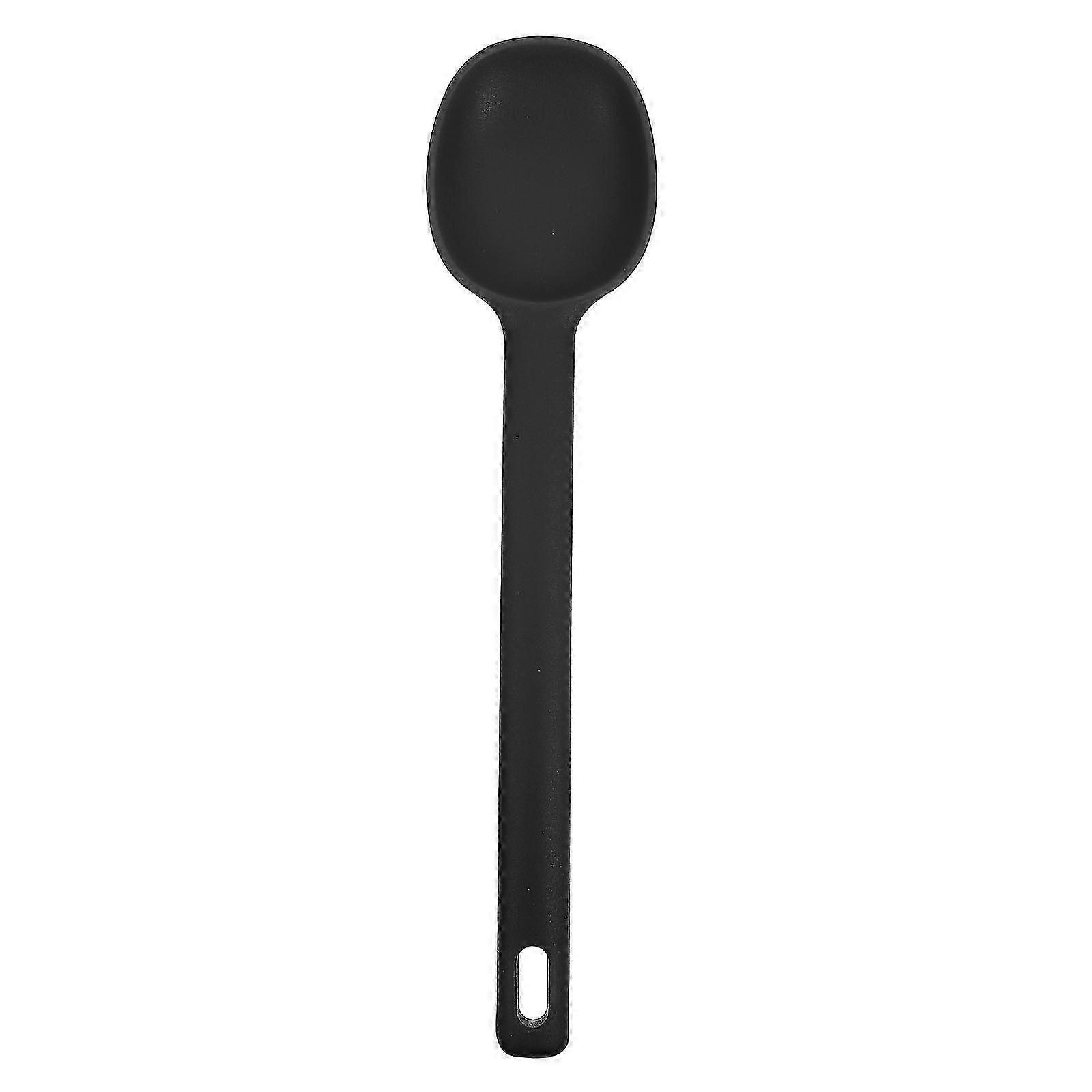Black Silicone Soup Spoon for Kitchen Use Safe Easy to Clean MultiFunctional Practical Convenient 1Pc