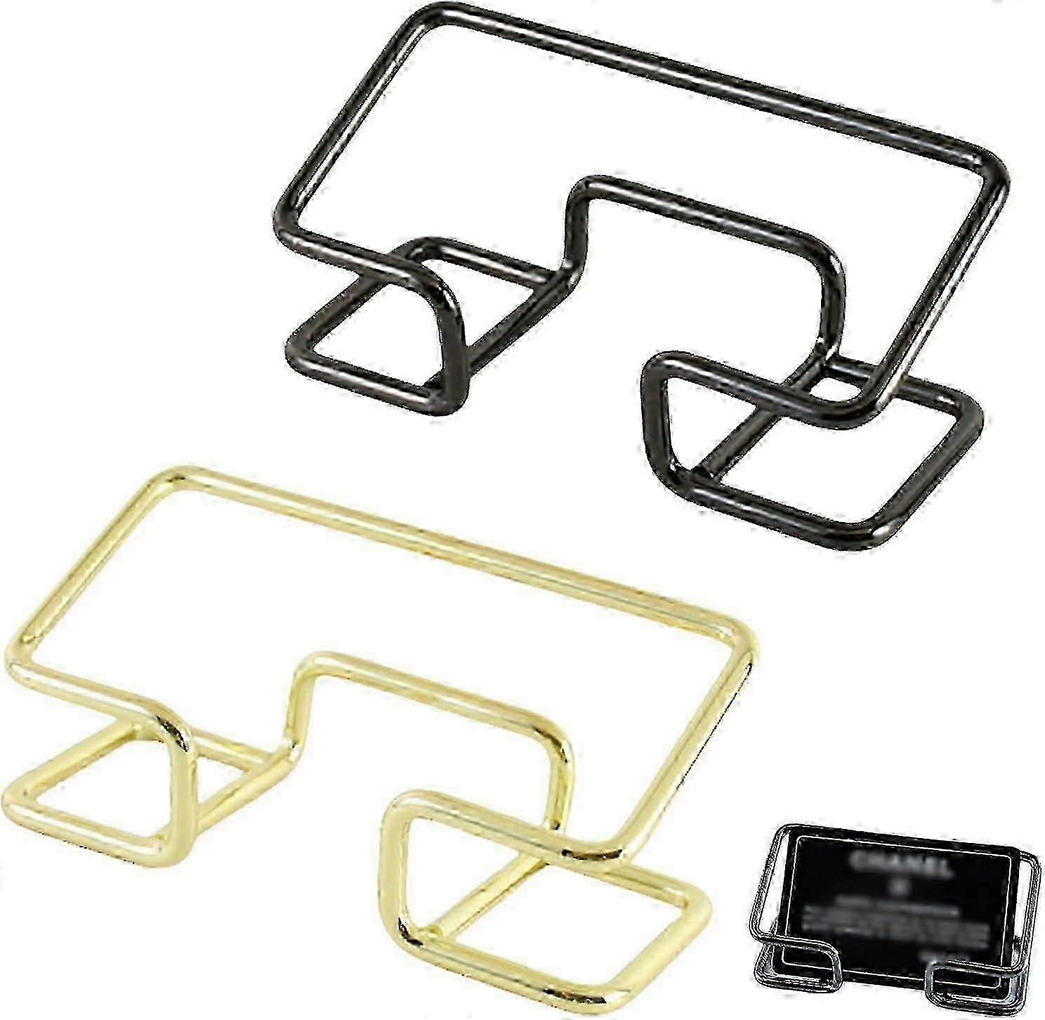 2 PCS Business Card Holder for Desk, Modern Business Card Display, Business Card Display Holder(Gold&Black)