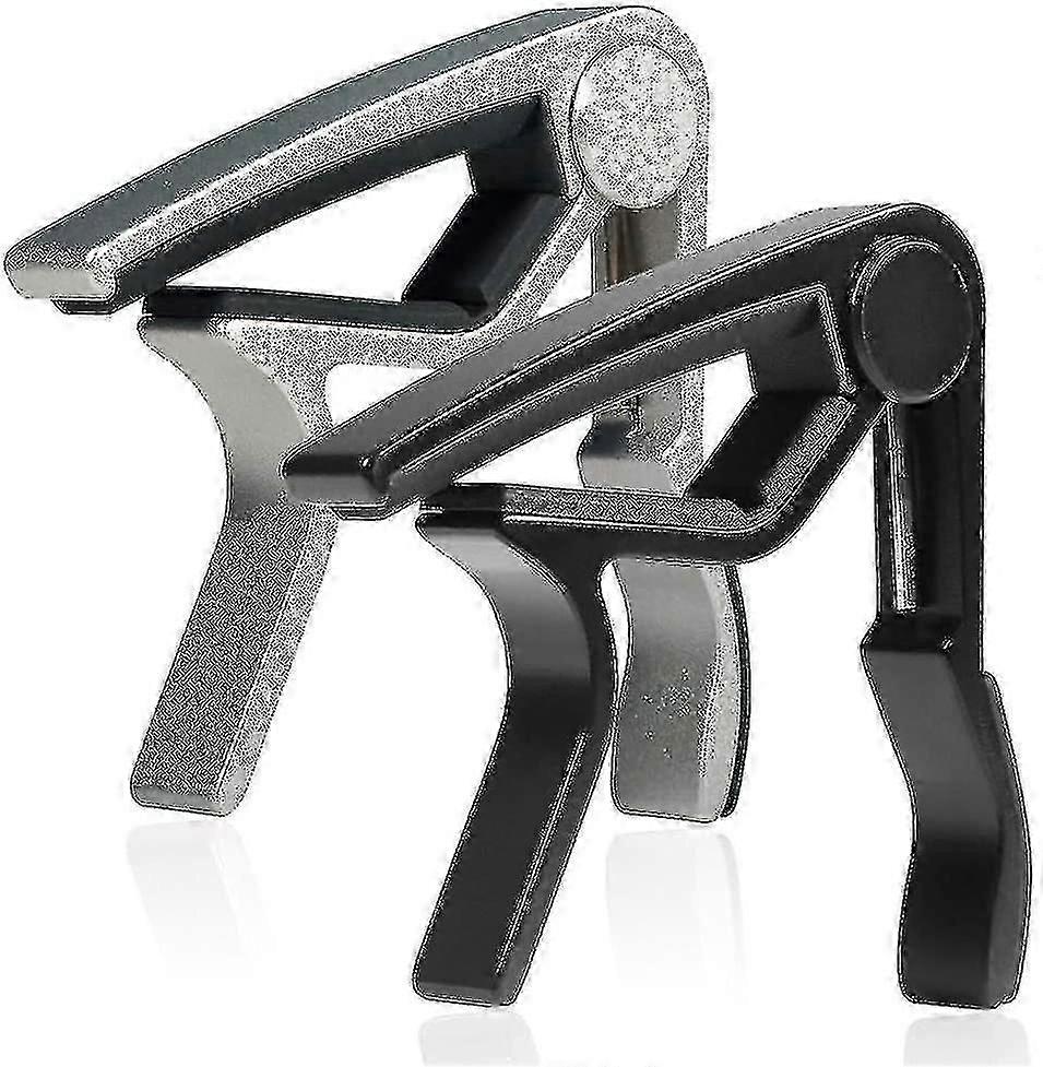 6 String One Hand Guitar Capo - 2 Pack Black And Silk
