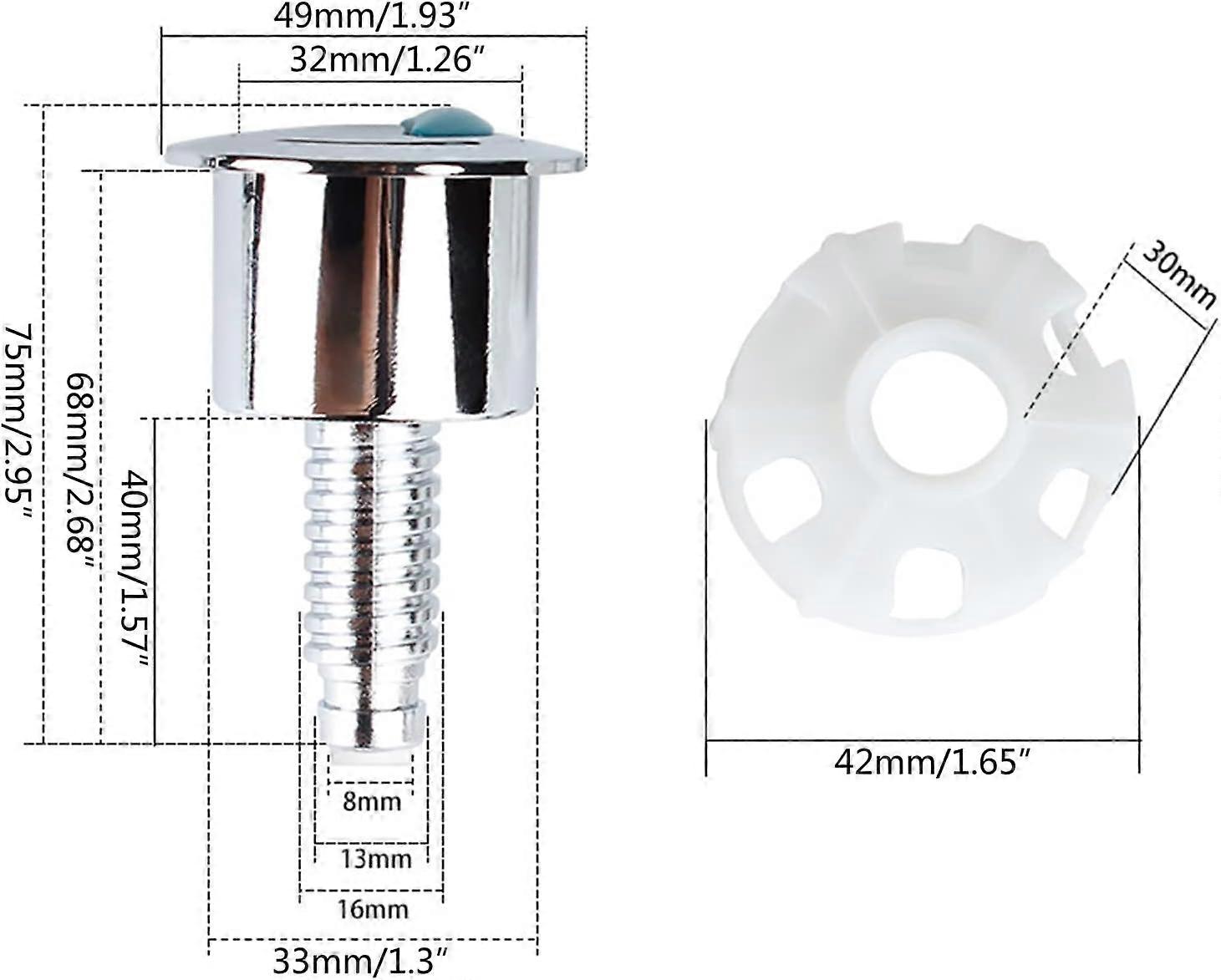 Universal Flush Toilet Water Tanks Button Round Shape Push Flush Button Replacement For Toilet Tanks