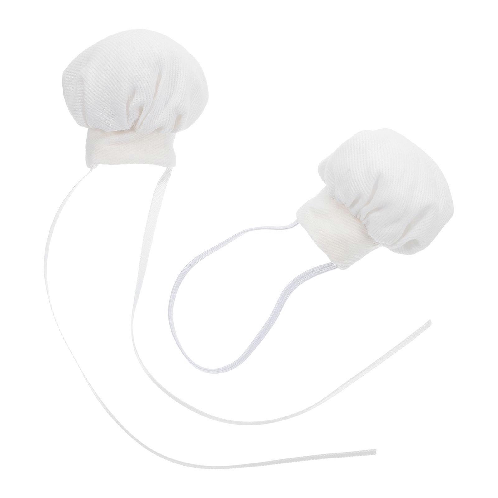 Tiny Doll Chef Hat Mini Kitchen Cooking Cap with Elastic Band 4Pcs