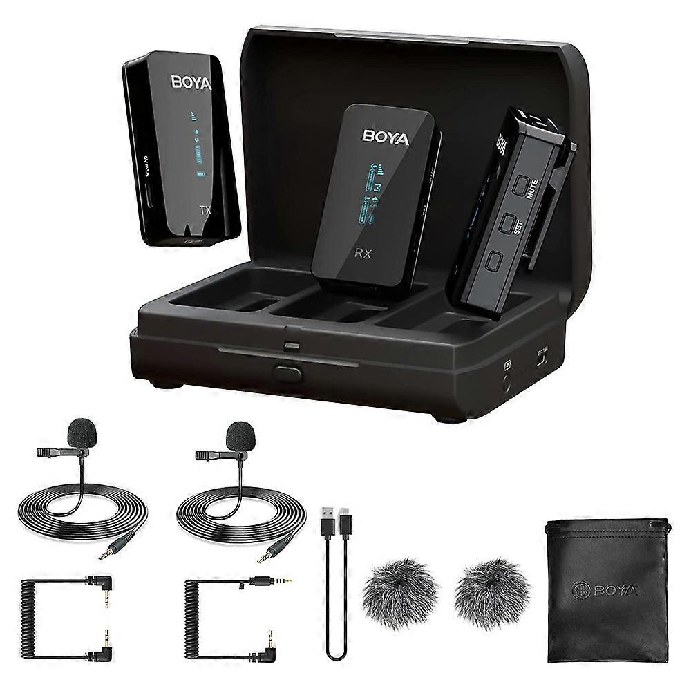 BOYA BY-XM6-K2 Wireless Lavalier Microphone Portable Audio Video Recording Mic with Charging Case