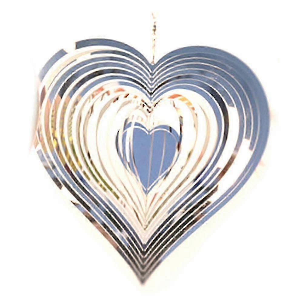 ステンレス鋼ステレオ回転金属風鈴、ハート型ウィンドスピナー装飾