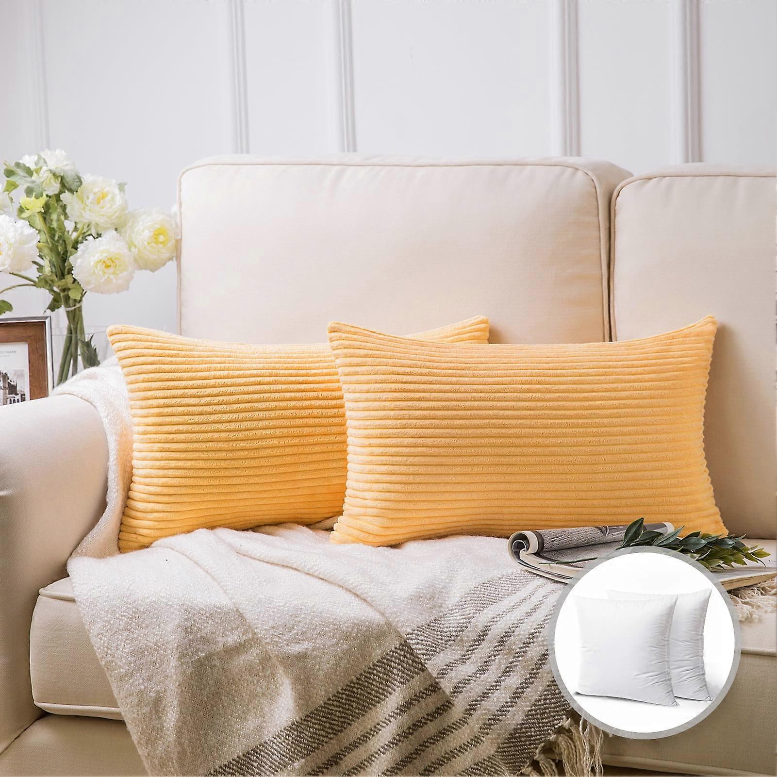 Phantoscope 20" x 12" Modern, Contemporary, Transitional Orange Striped Polyester Throw Pillow , ( 2 Count)