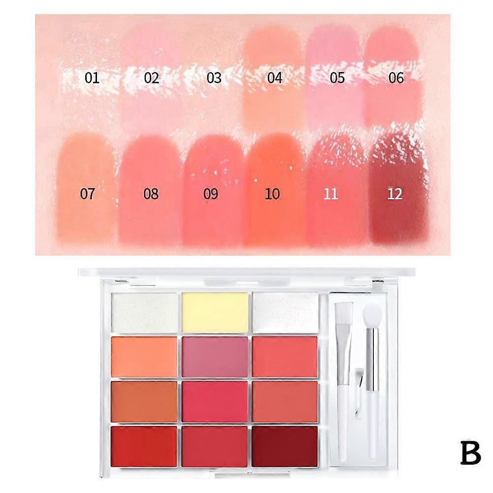 Customizable 12-Color Lip Jelly Palette with Moisturizing Formula for Long-Lasting Wear and Portable Touch-Ups