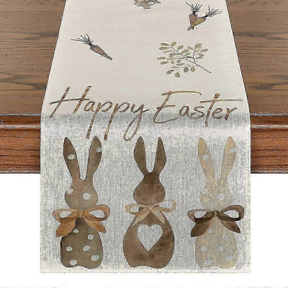 Easter Bunny Carrots Print Tablecloth, Happy Party Dining Table Decoration Runner