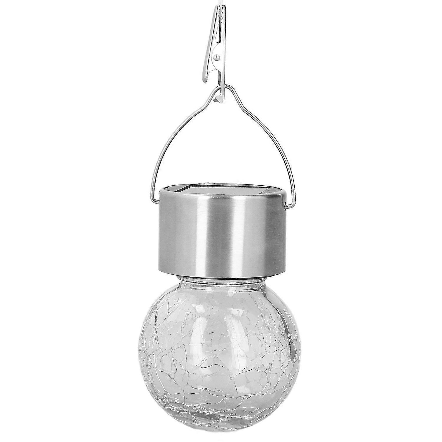 Hanging Solar Lights Glass Ball Shape Crack Pattern Energy Saving Solar Charging Automatic Sensing B