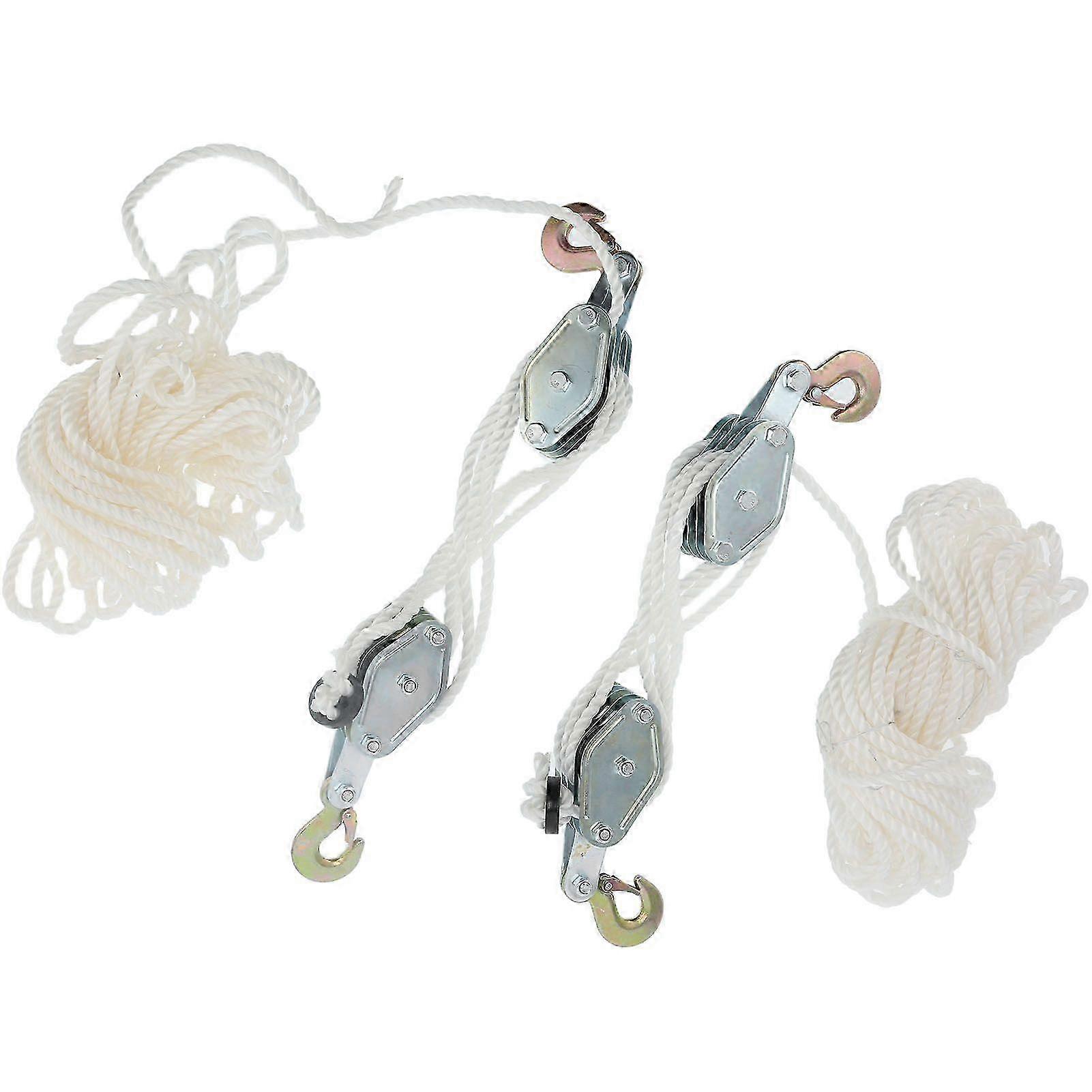 2Pcs Hoist Pulley Set MultiRope 4000LB Load Pulley with Hook High Strength Lifting Tool
