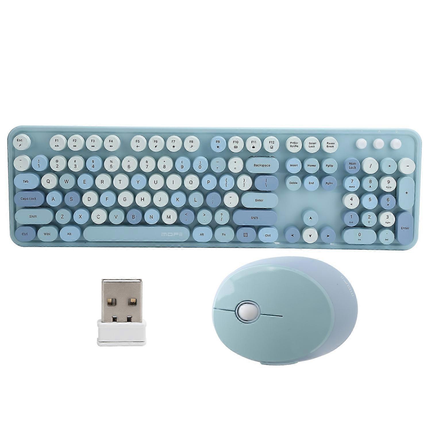 2.4Ghz Wireless 104 Key Keyboard and Mouse Set Office Desktop Cute Keyboard for Computer(Couleur mél