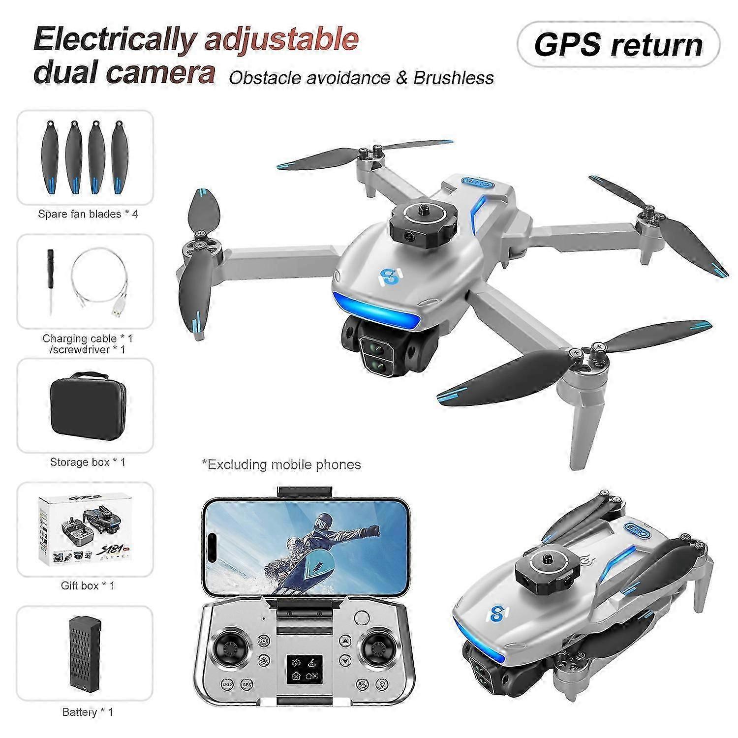 GPS Quadcopter Remote Control Quadcopter with Dual Camera 720p Remote Control Aircraft 5Gwifi Brushl