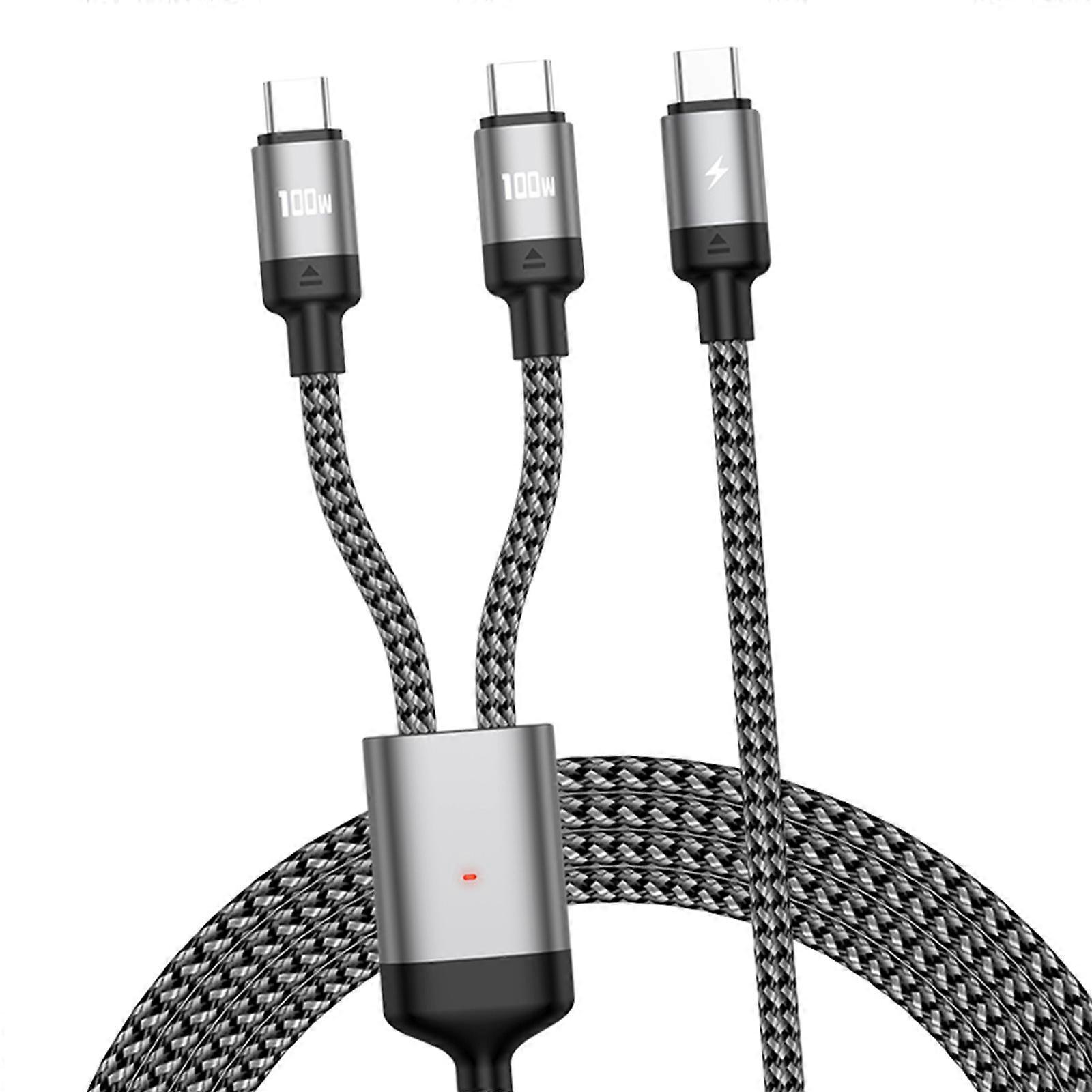 1 to 2 USB C Splitter Cable PD100W Fast Charging and Data Transfer for Phone 16 and More Electronic Devices Multicolor