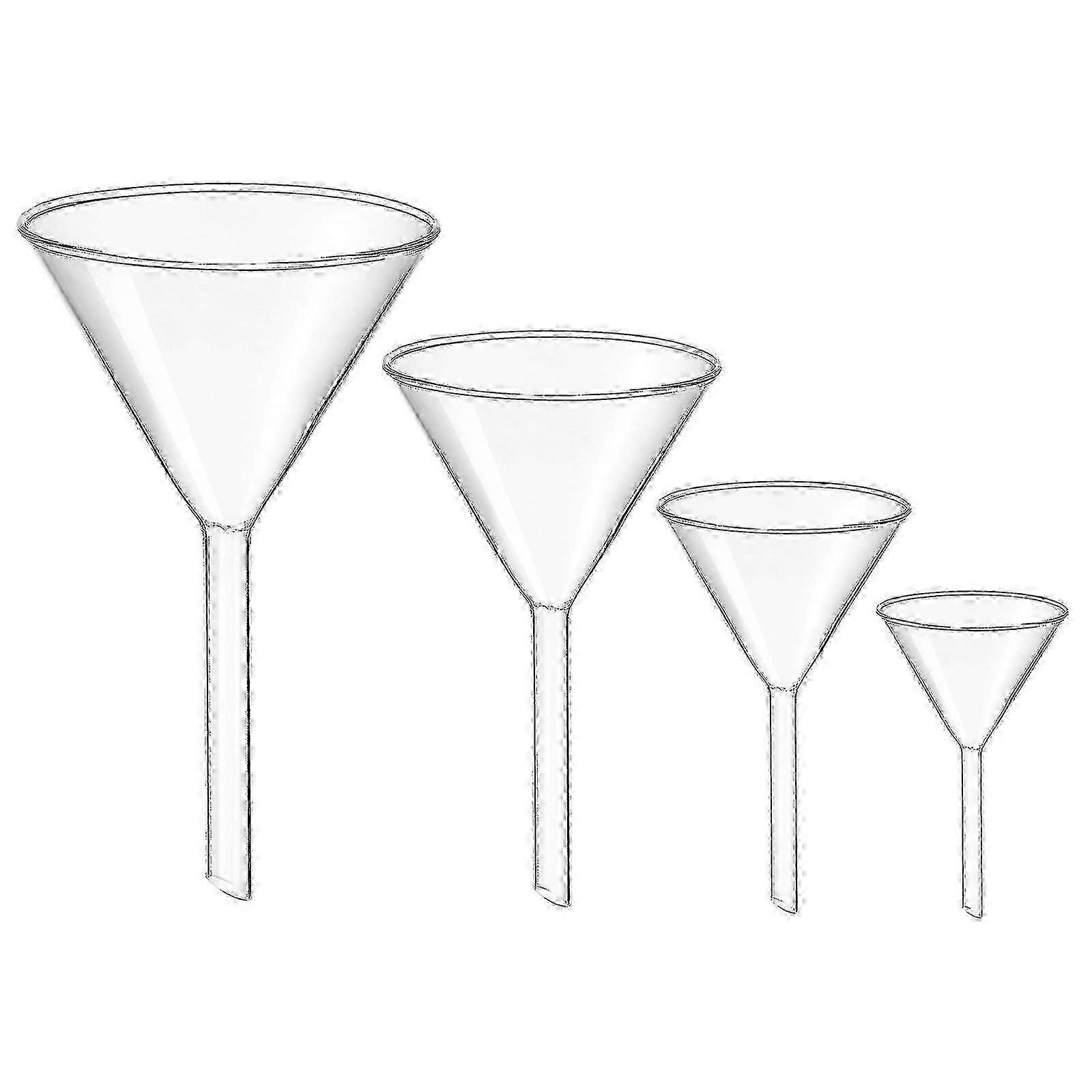 4pcs Laborglas Trichter Schule Lehrtrichter Kurzstiel Experiment Trichter Klare Trichter