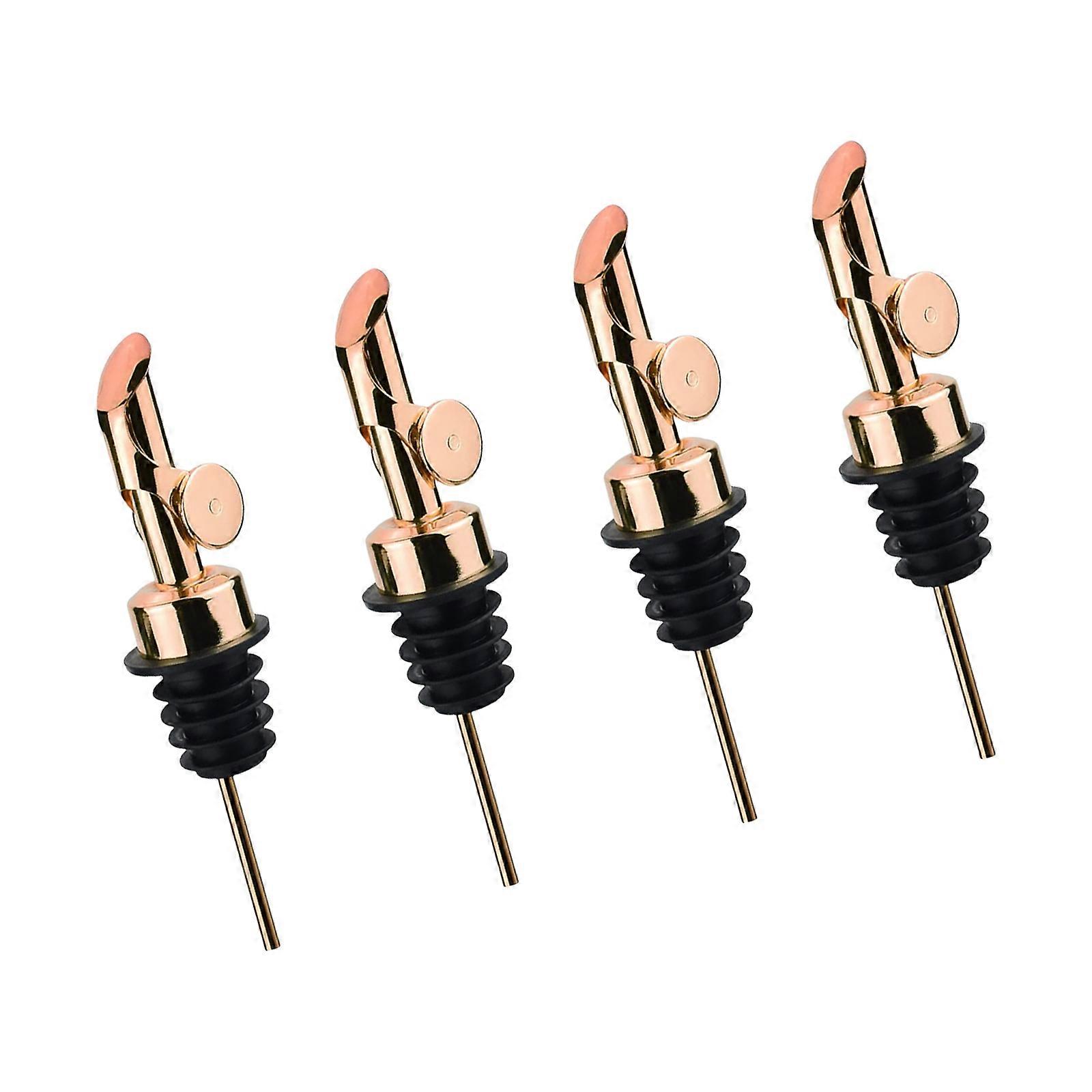 Hand Release Automatic Wine Bottles Pourer Leak Proof Structure Nonrust Steel Construction Suitable for Standard Necks  Rose Gold