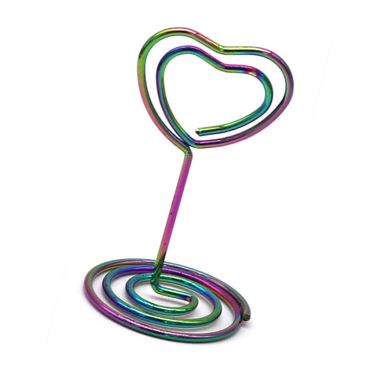 Pack Of 10 Decorative Heart Shape Memo Holders Wedding Desktop Photo Card Display Table Number Holders Note Clips Set Multicolor