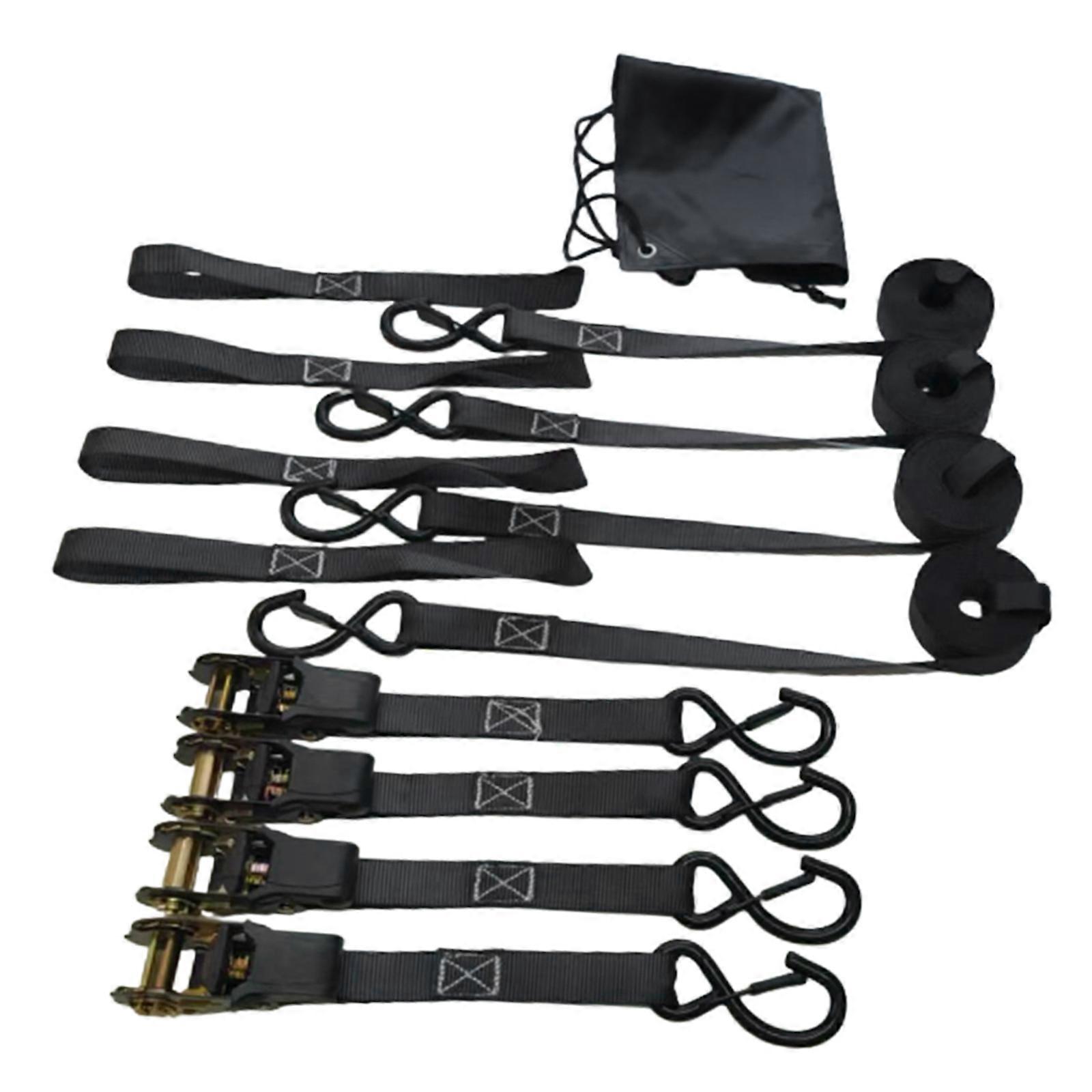 Industrial Strength Ratchet Straps With Soft Loop Connector  2200Lbs Load Compact Storage For Boats Trailers Multicolor