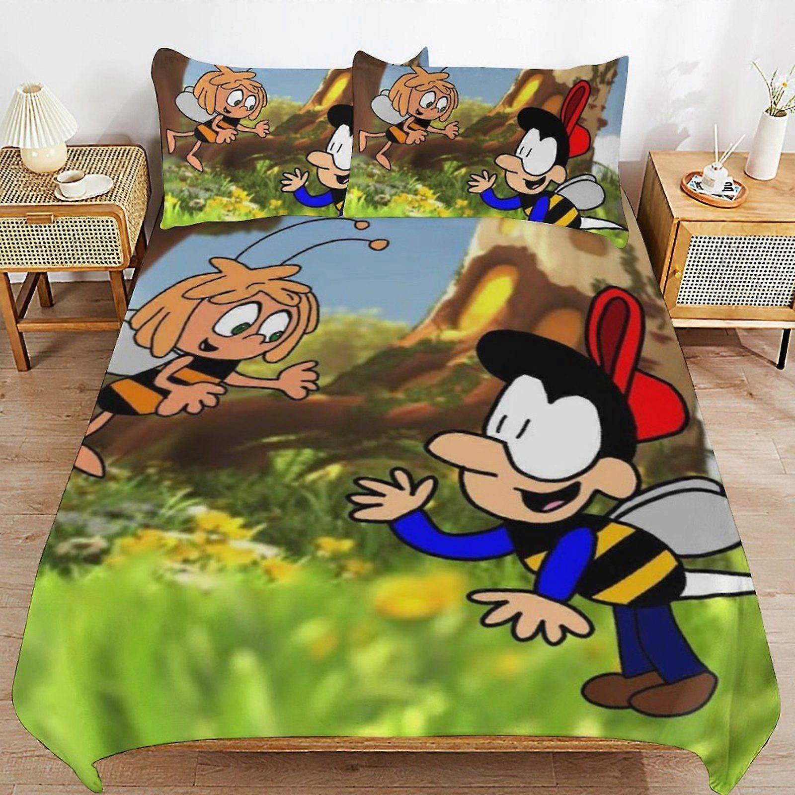 u208 Maya the Bee Movie Soft and Durable Hypoallergenic Sleep Upgrade Zipper Closure Duvet Cover Sets for Relaxation n208