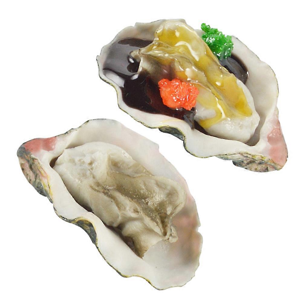 Artificial Shellfish PVC Model Simulation Oyster for Decoration 2Pcs Assorted Color
