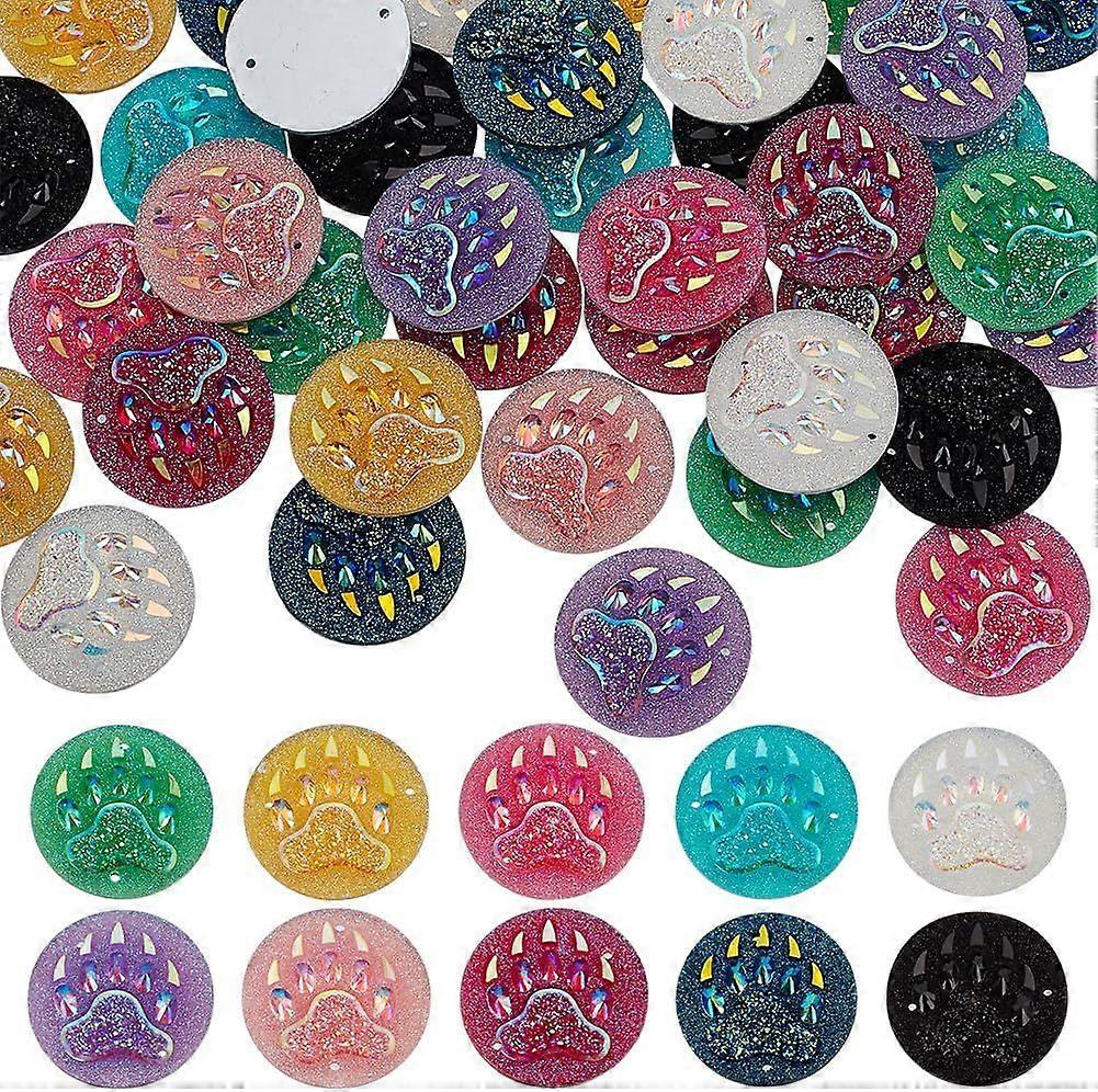 40 Pcs 10 Colors Round Resin Flat Back Cabochons 1 inch Diameter with Two 1.2mm Hole Links Colorful Cabochons Colorful Teardrop Gems Mixed Round Stone