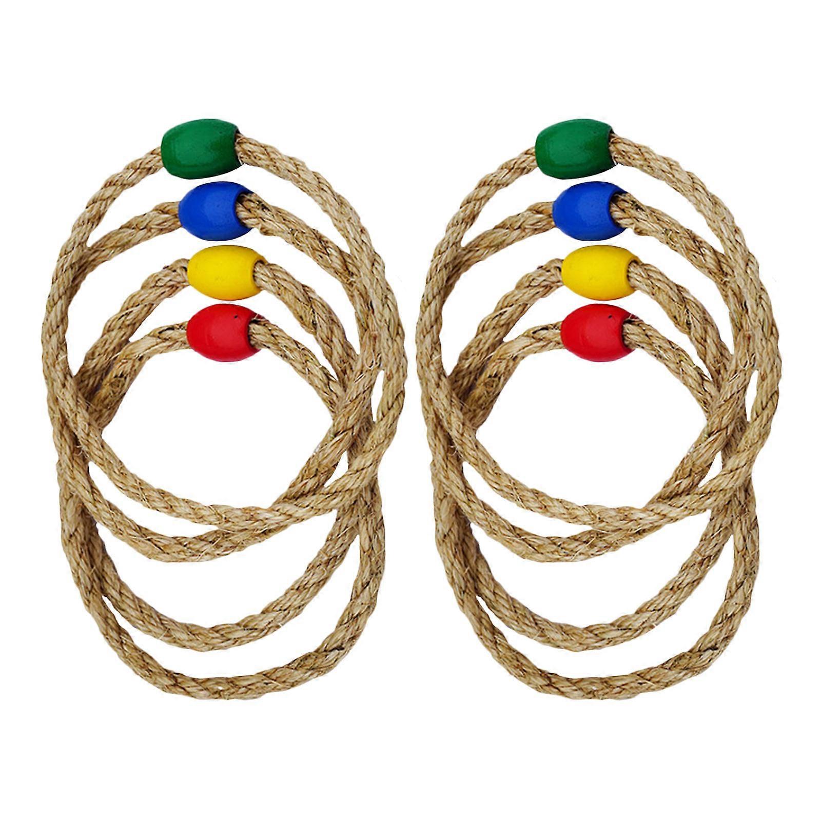 Ring Toss Game Toy for Kids 8Pcs Assorted Color Wooden Throwing Rings