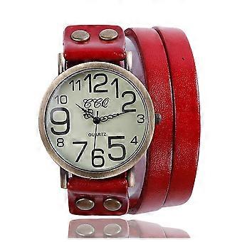 Reloj de pulsera YiFudd Vintage de cuero vacuno para hombre y mujer, reloj de cuarzo para mujer