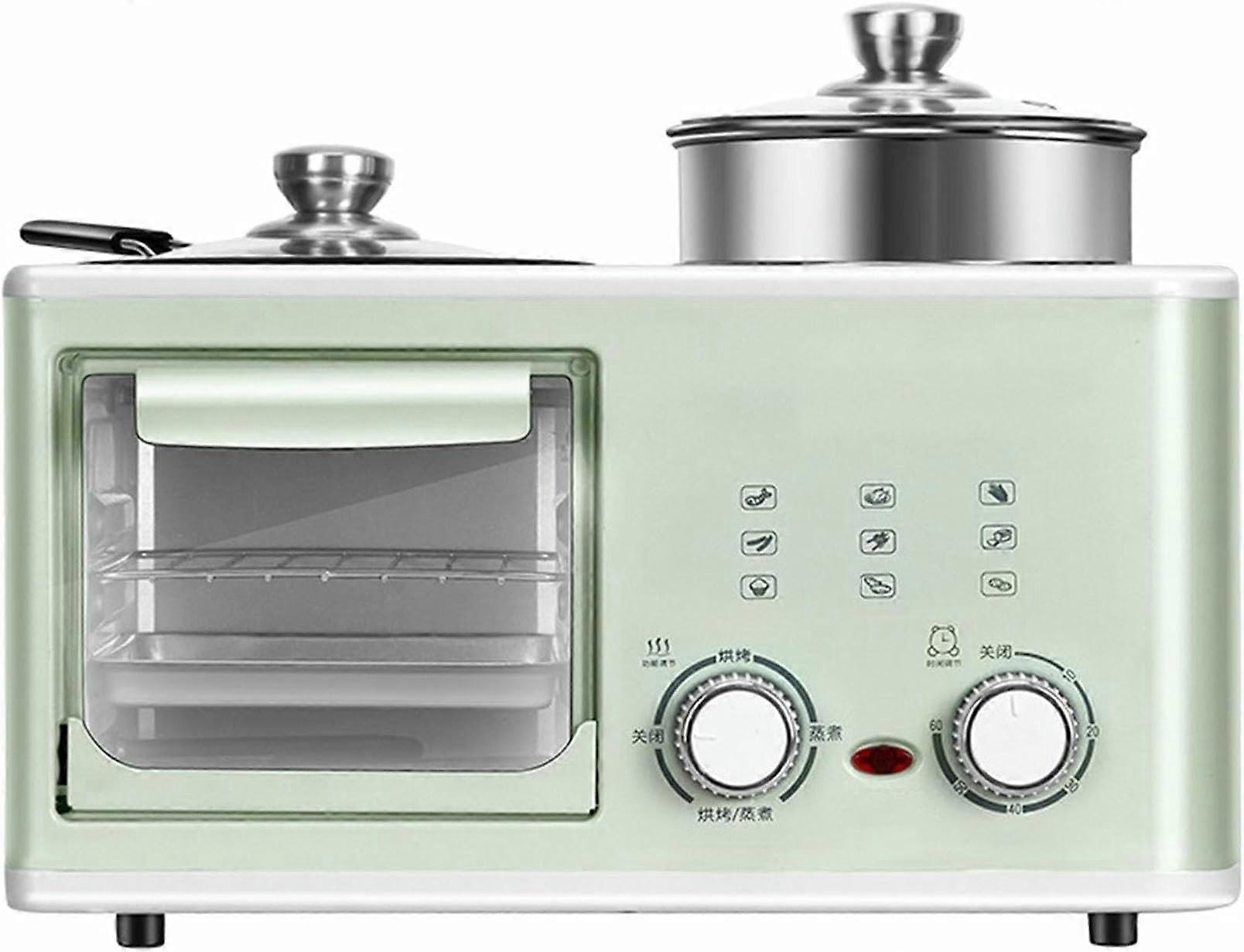 4in1 Breakfast Maker Station with Multifunctional Toaster Oven, Nonstick Pan, Large Capacity White