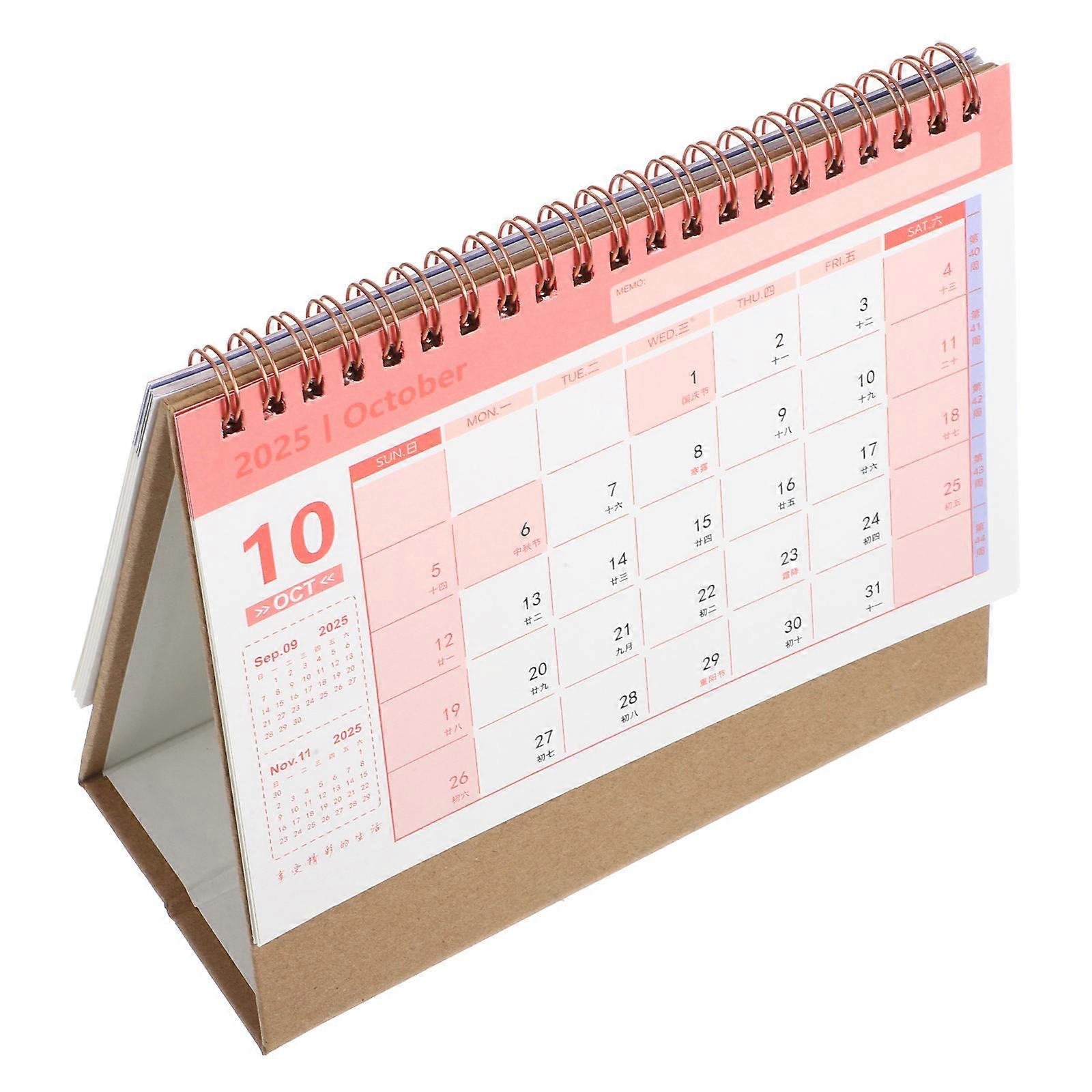 Standing Desk Calendar Paper Office Calendar for Reminding Use Flipped Spiral Design