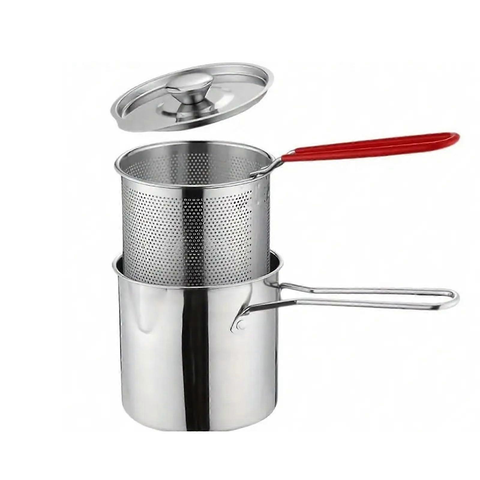 3pcs Stainless Steel Deep Fryer Set with Oil Filter and Lid for Home and Restaurant Cooking