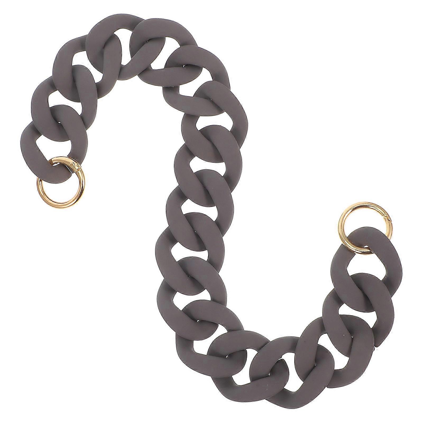 Luxury Handbag Chain Strap For Women'S Bags 15.72X1.38In Dark Grey Acrylic Detachable Design 1 Set