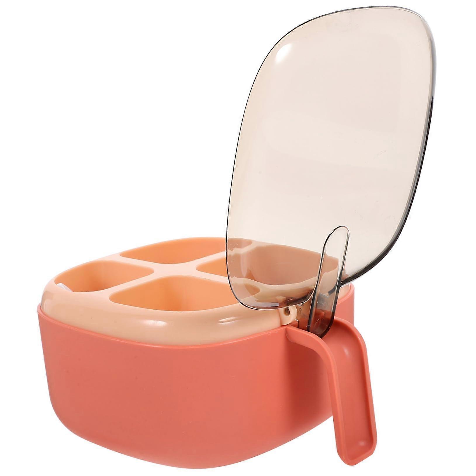 Spice Storage Box with MultiCompartment Design, Plastic Organizer with Lids, Pink Kitchen Countertop