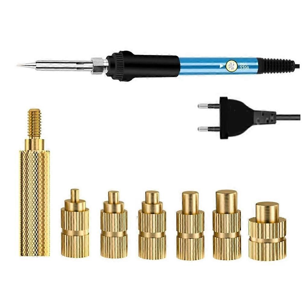 Heat Set Insert Soldering Iron Tip Head M2-M6 Hot Melt Inset Nut Brass Embedded Thread Insertion Kit for Plastic EU PLUG