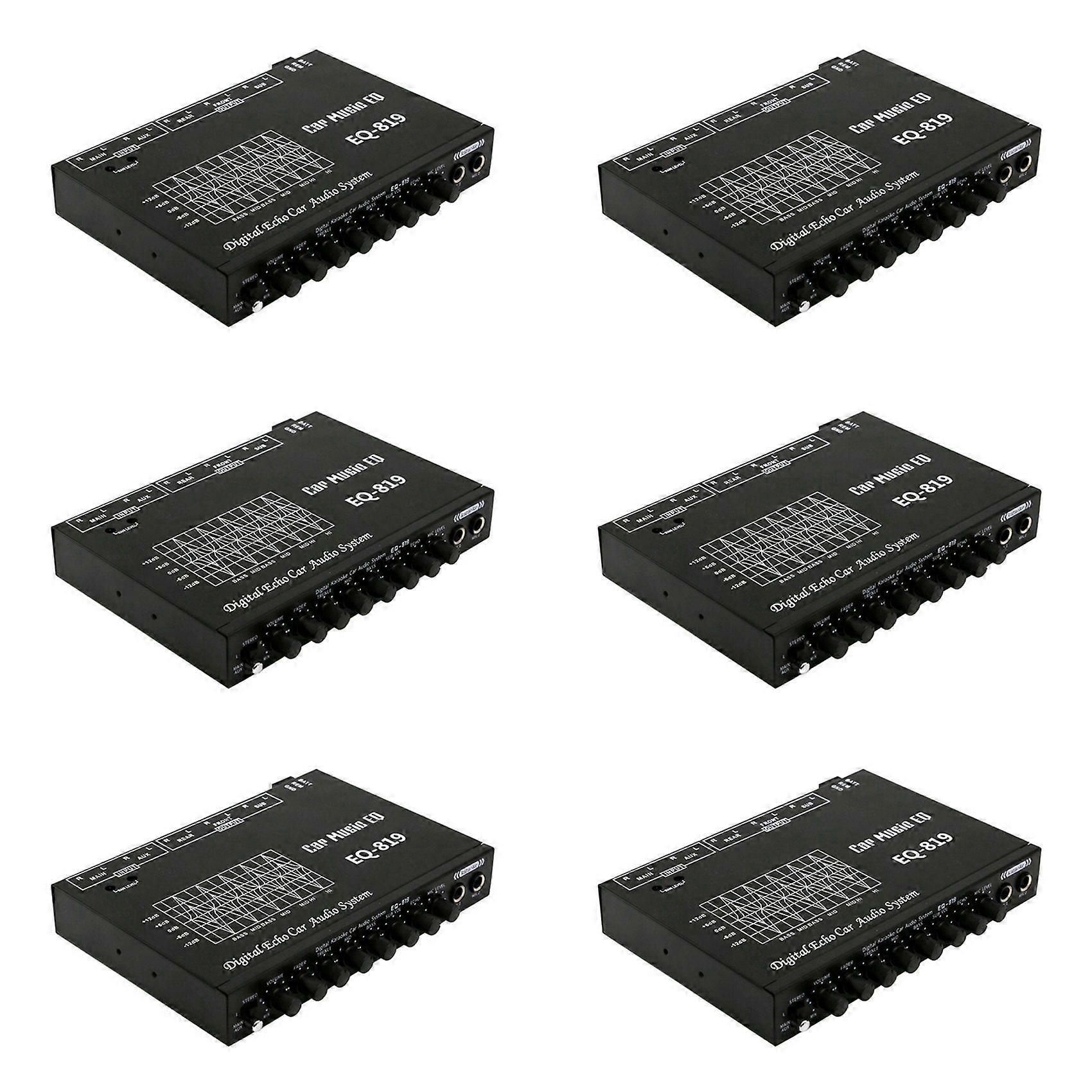 6X EQ-819 Car Equalizer Multifunctional Car Audio EQ Tuning Crossover Amplifier Parametric Equalizer Car Audio Equalizer